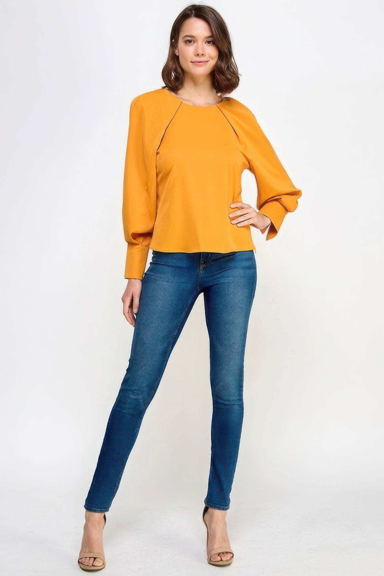 Raglan Long Sleeve Top With Back Neck Tie - Wear Arielle