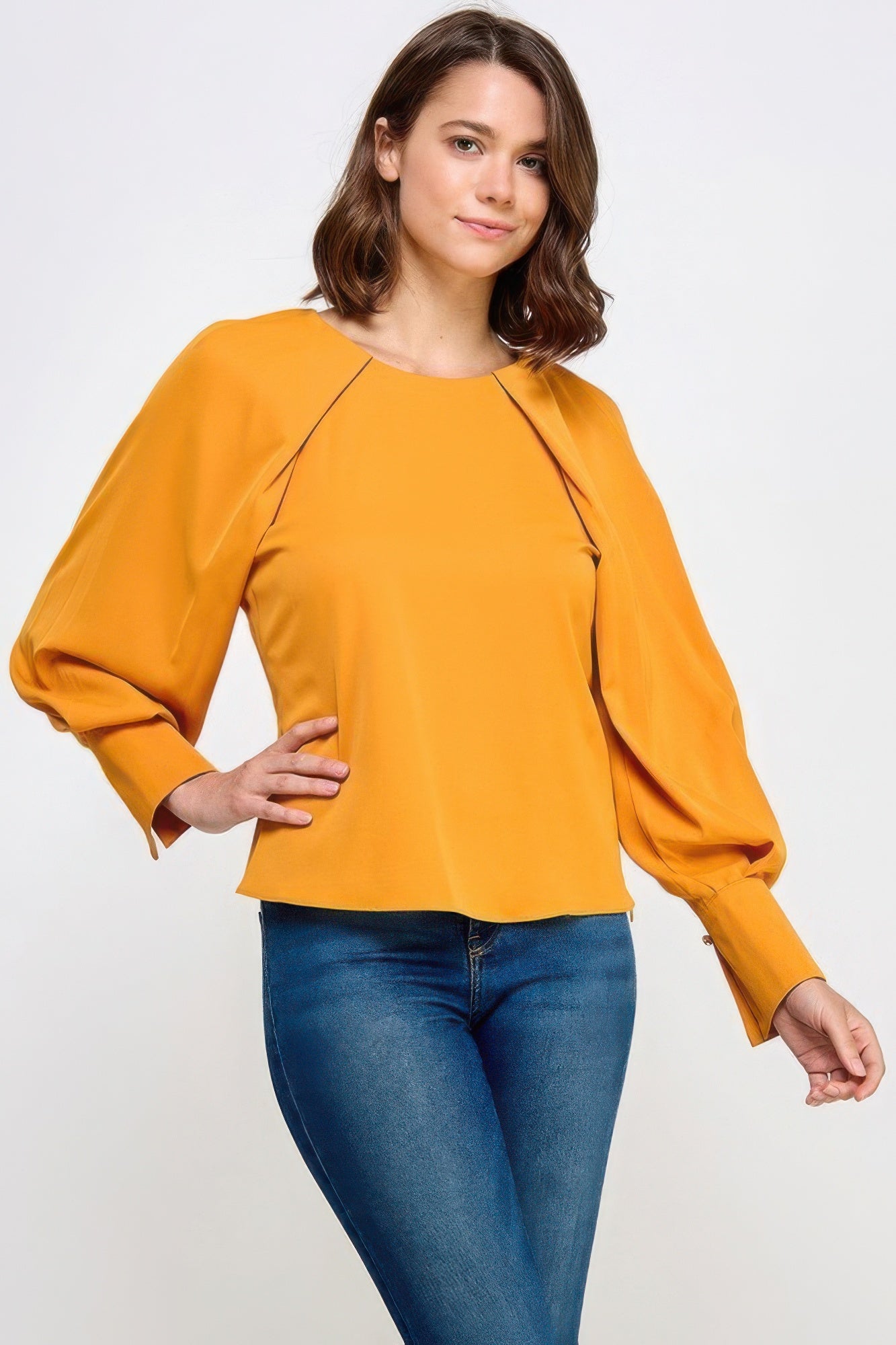 Raglan Long Sleeve Top With Back Neck Tie - Wear Arielle