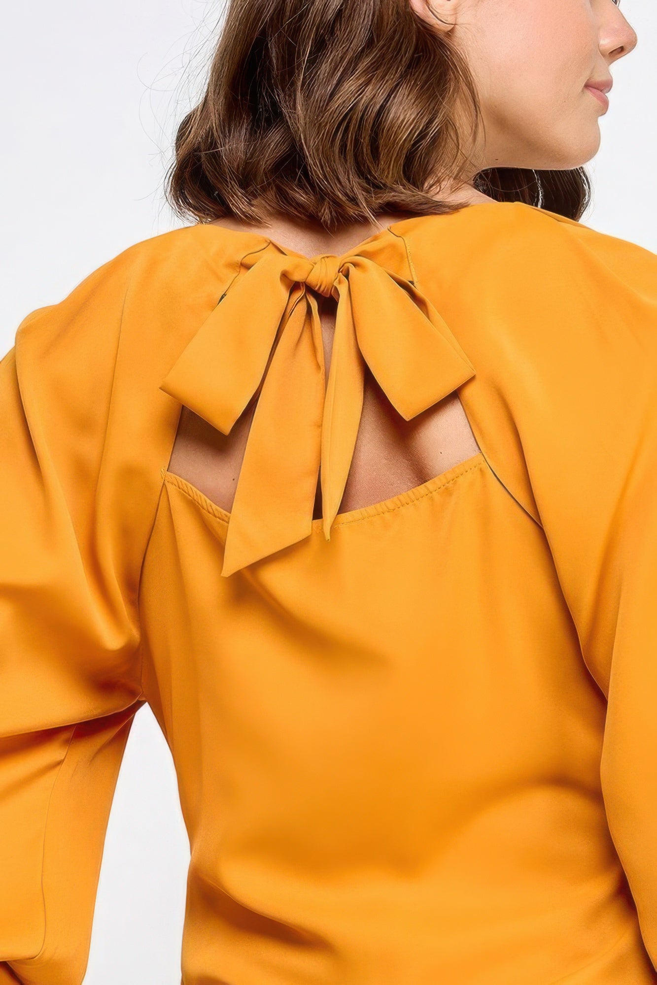 Raglan Long Sleeve Top With Back Neck Tie - Wear Arielle