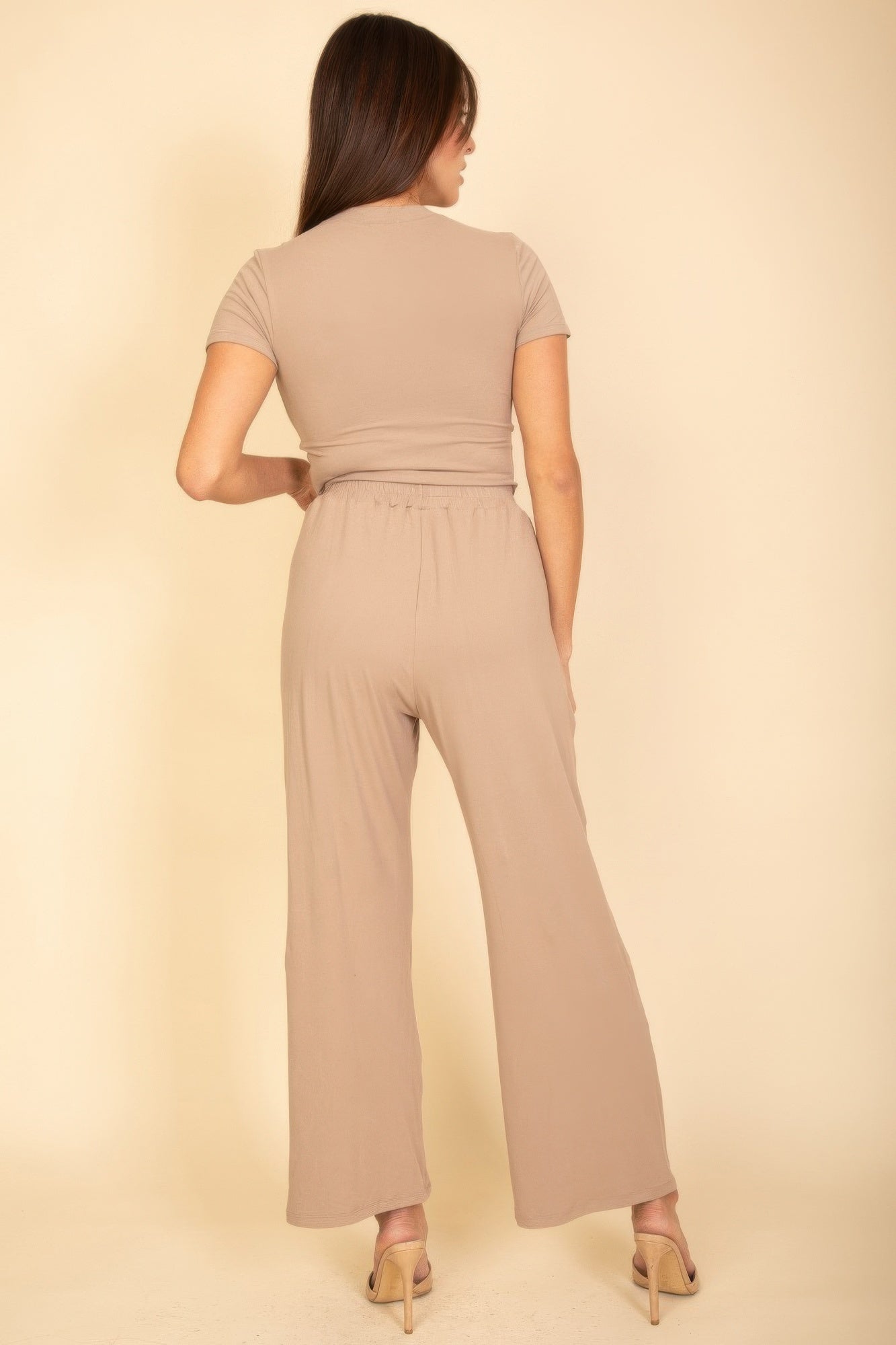 Relaxed Fit Top And Wide - leg Pants Set - Wear Arielle