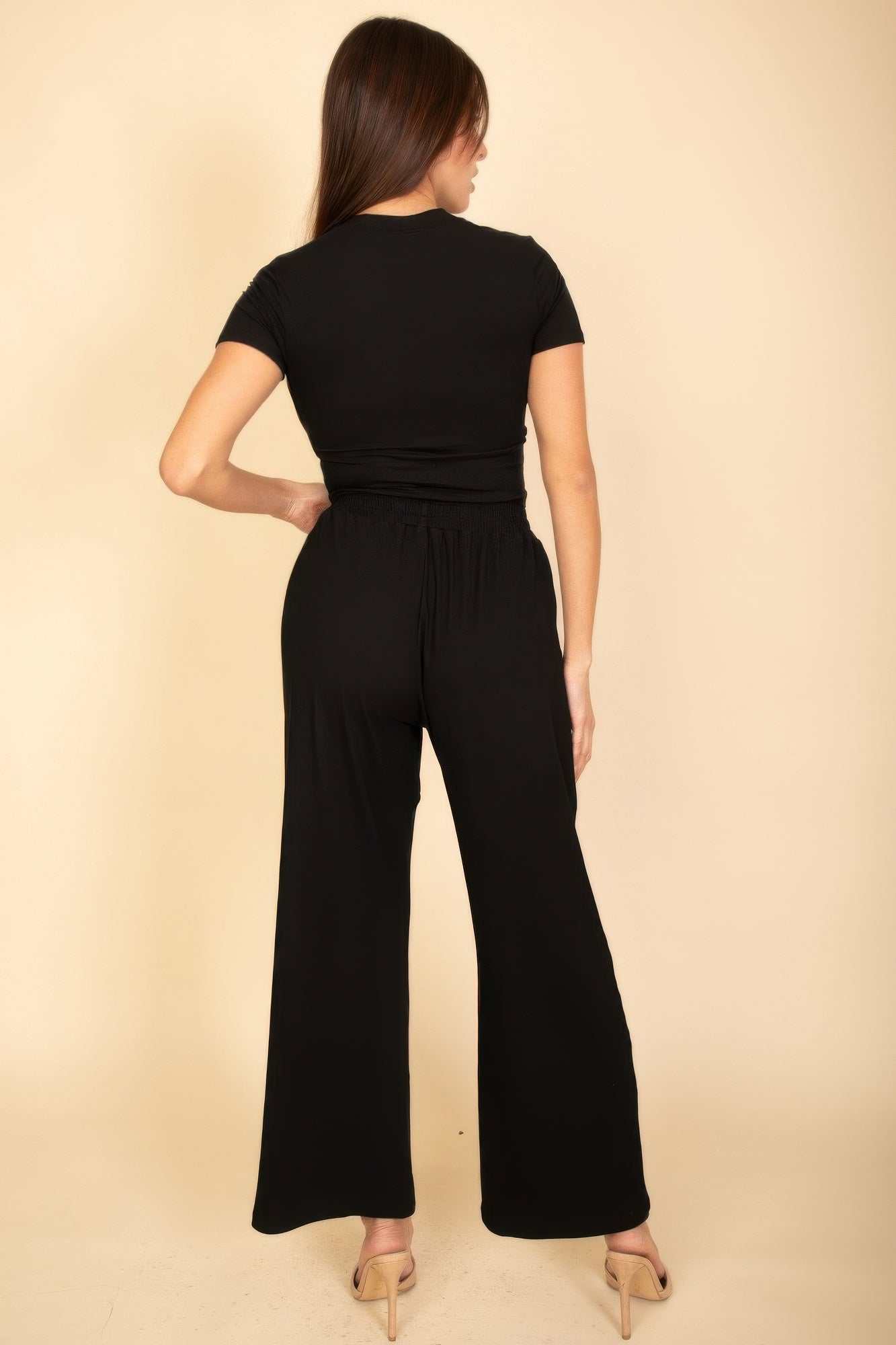 Relaxed Fit Top And Wide - leg Pants Set - Wear Arielle