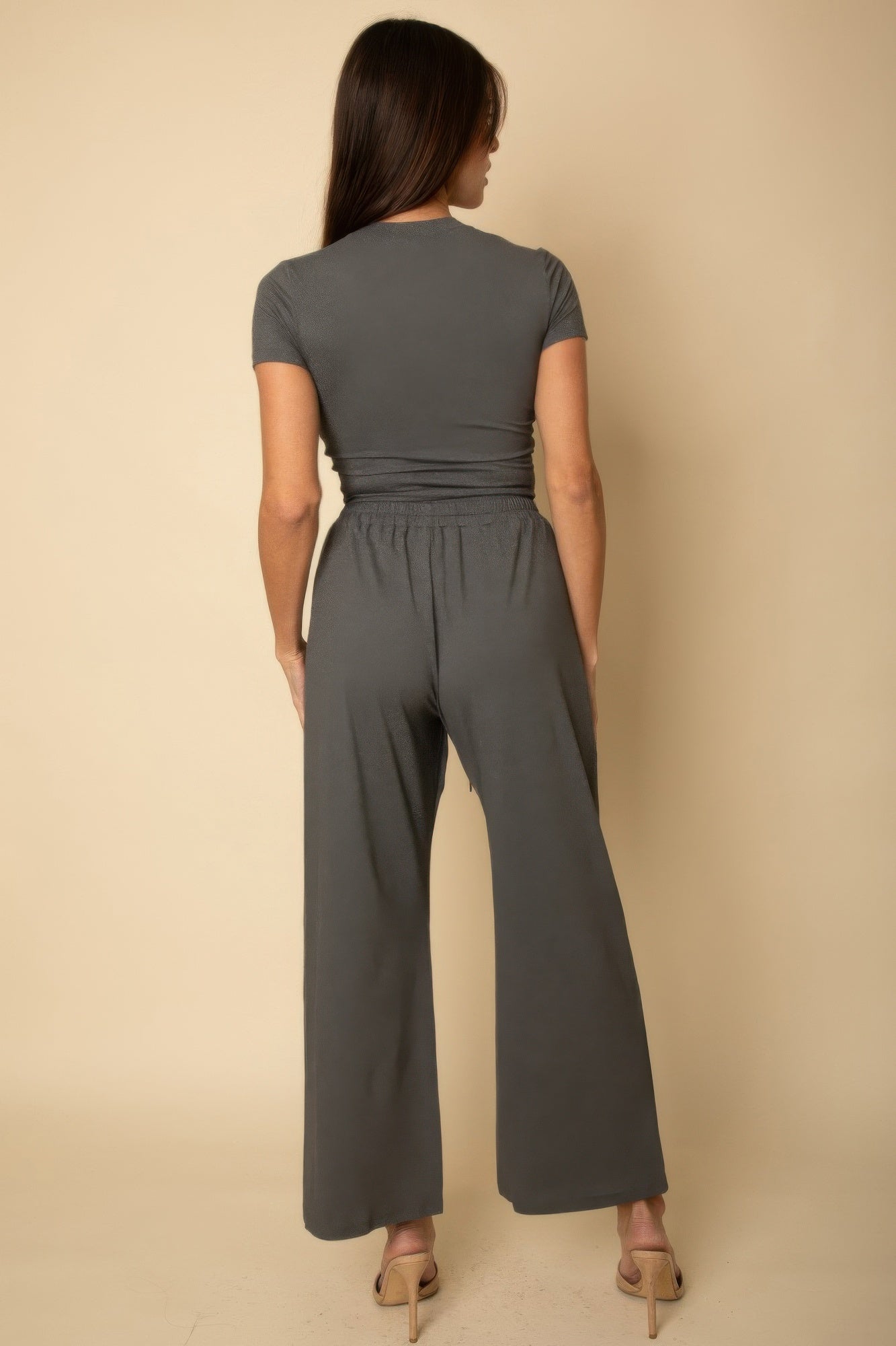 Relaxed Fit Top And Wide - leg Pants Set - Wear Arielle