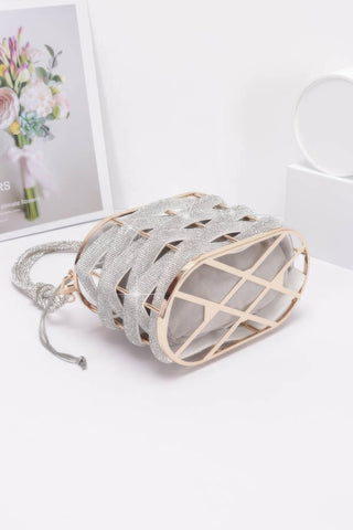Rhinestone Braided Metal Bucket Bag - Wear Arielle