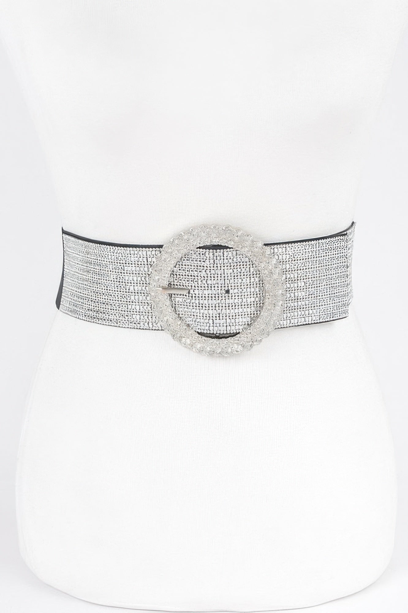 Rhinestone Buckle Plus Size Elastic Belt - Wear Arielle
