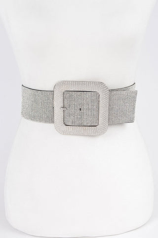 Rhinestone Buckle Plus Size Elastic Belt - Wear Arielle