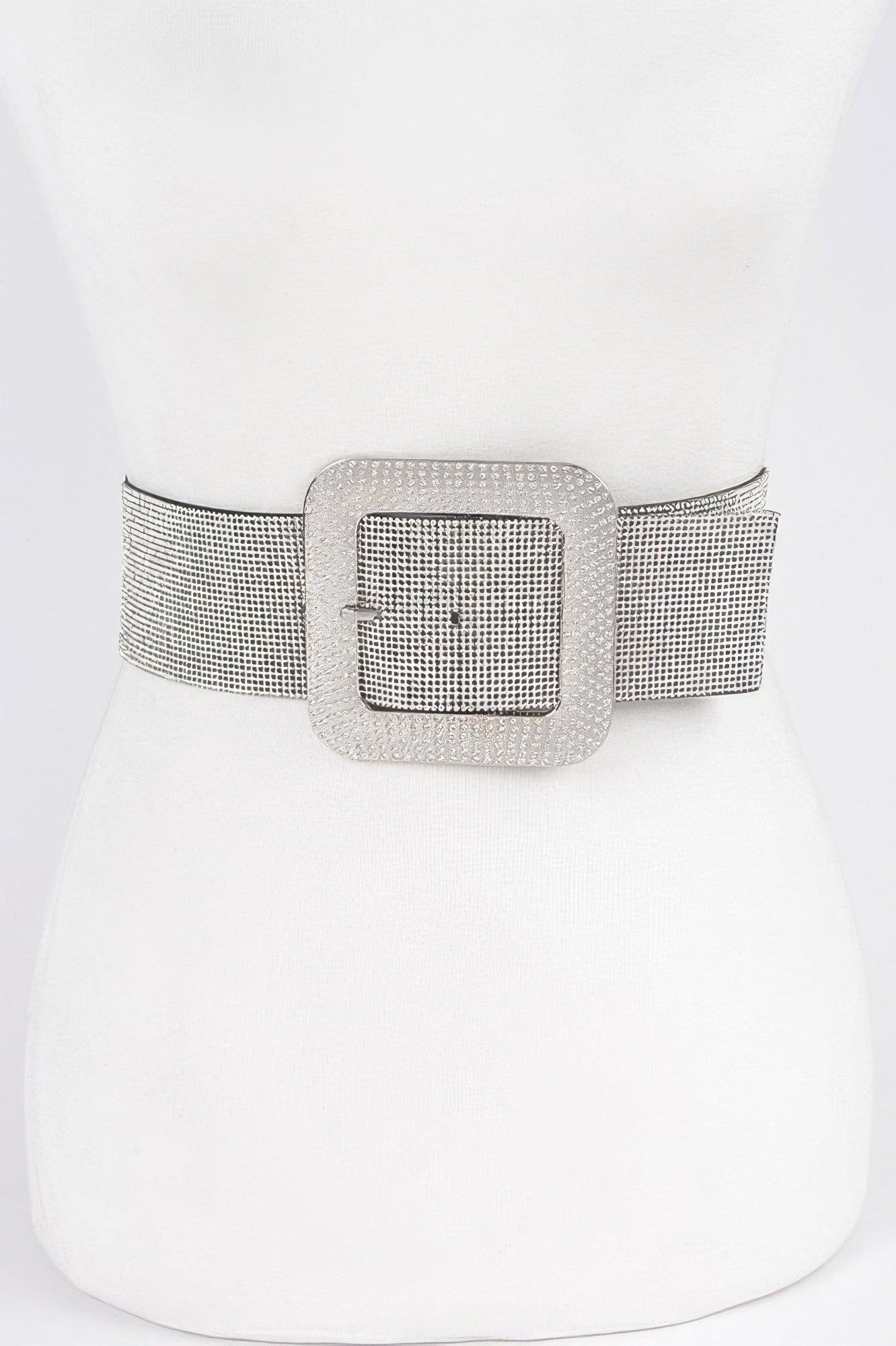 Rhinestone Buckle Plus Size Elastic Belt - Wear Arielle