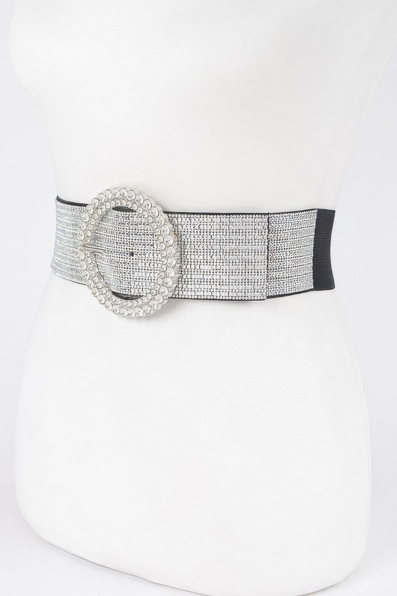 Rhinestone Buckle Plus Size Elastic Belt - Wear Arielle