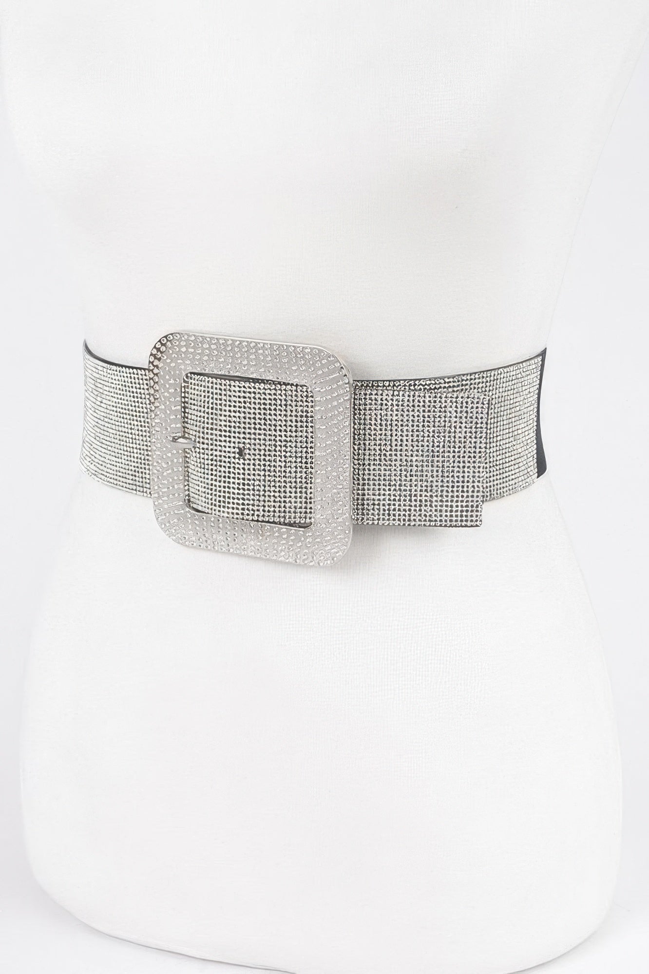 Rhinestone Buckle Plus Size Elastic Belt - Wear Arielle