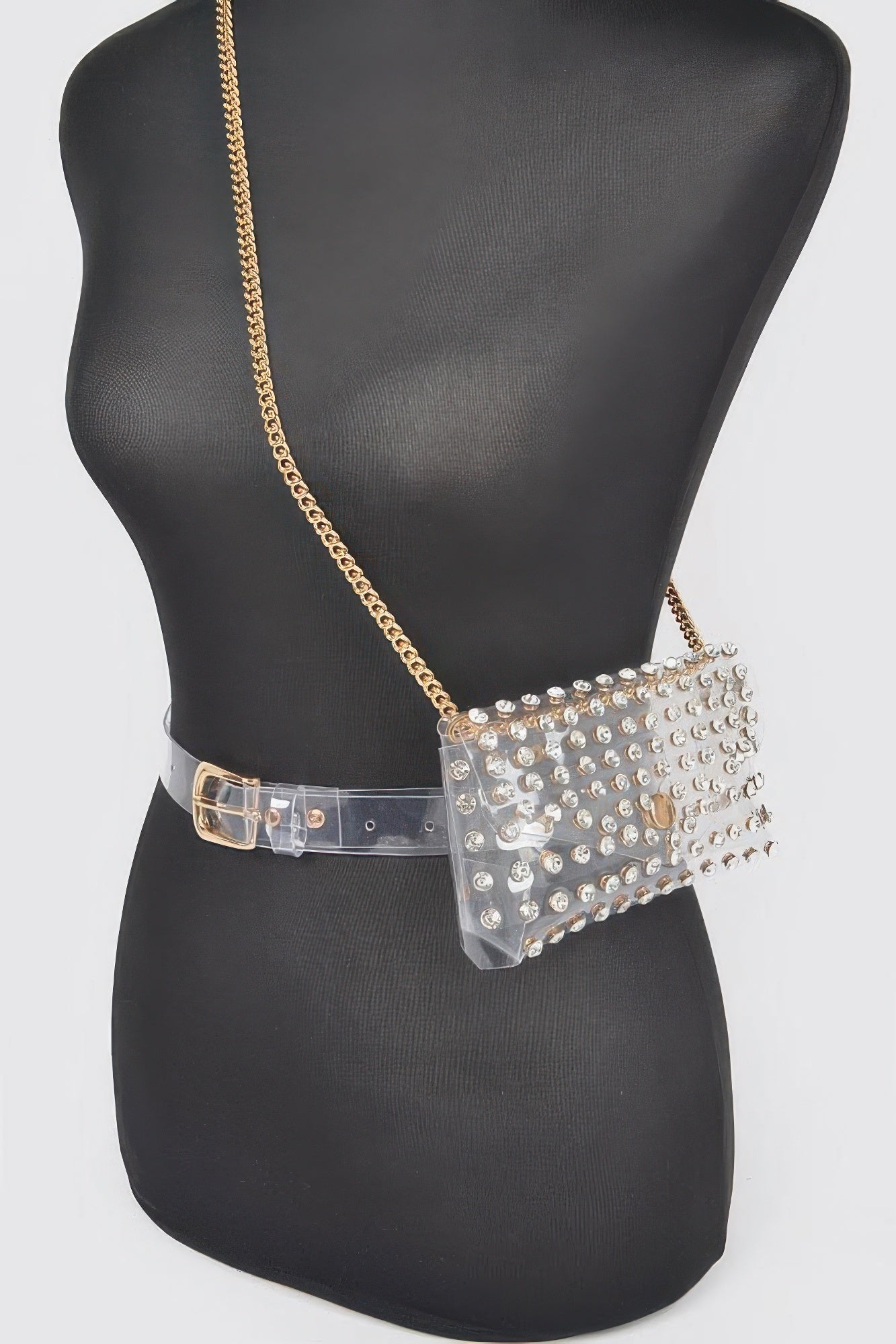 Rhinestone Clear Belt Bag W/chain - Wear Arielle