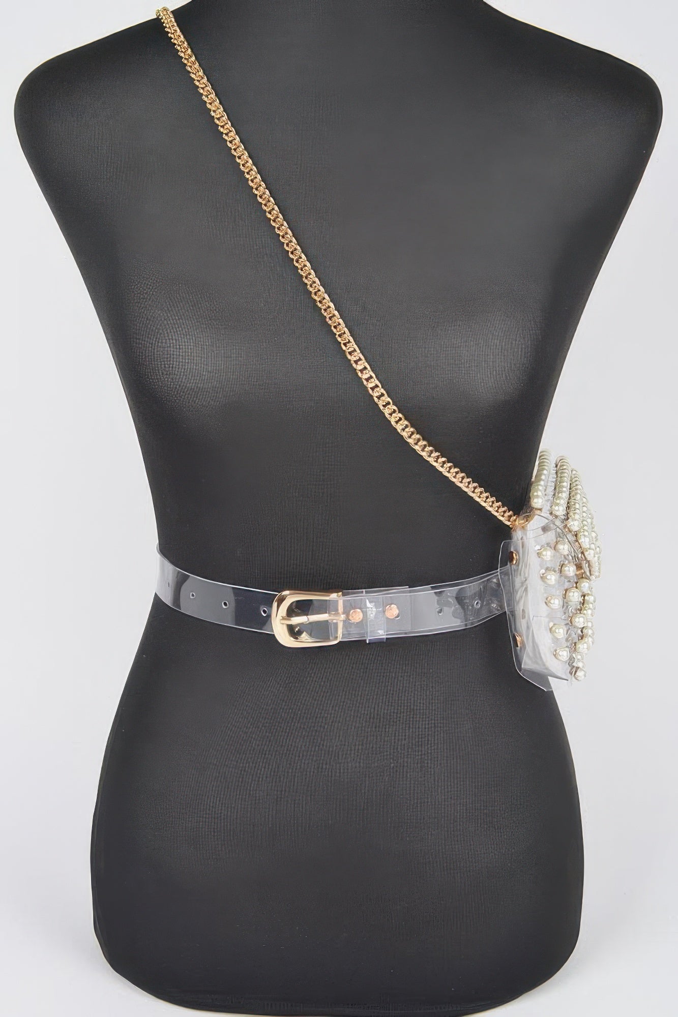 Rhinestone Clear Belt Bag W/chain - Wear Arielle