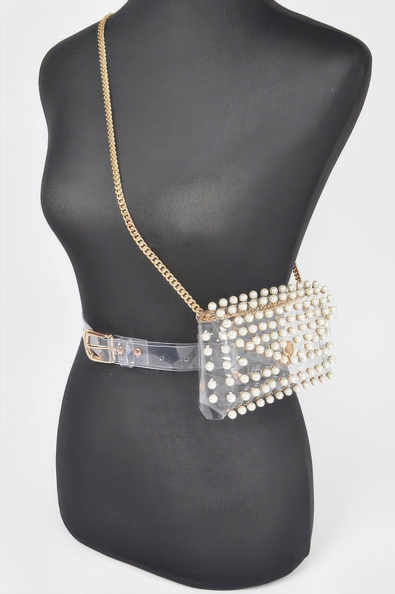 Rhinestone Clear Belt Bag W/chain - Wear Arielle