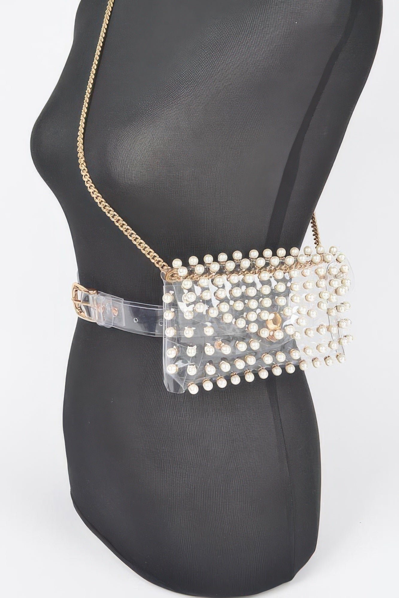 Rhinestone Clear Belt Bag W/chain - Wear Arielle