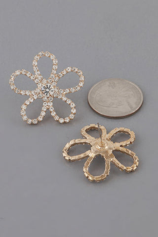 Rhinestone Flower Stud Earrings - Wear Arielle