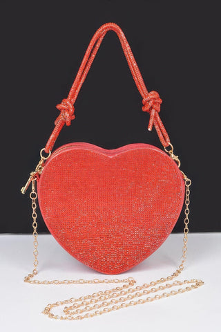 Rhinestone Heart Shape Clutch - Wear Arielle