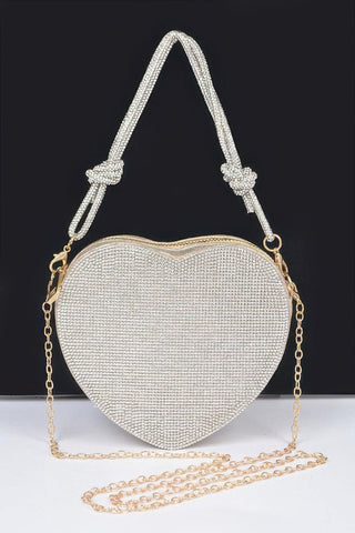 Rhinestone Heart Shape Clutch - Wear Arielle