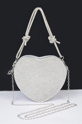 Rhinestone Heart Shape Clutch - Wear Arielle
