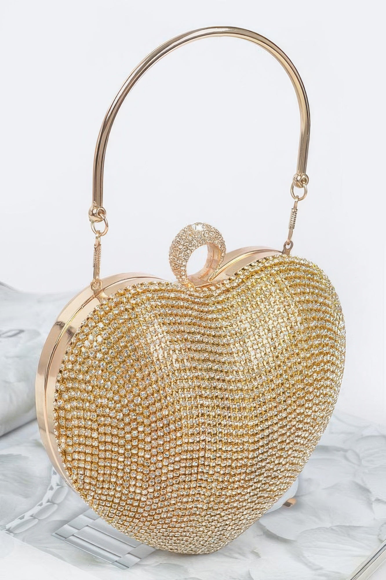 Rhinestone Heart Shape Party Clutch - Wear Arielle