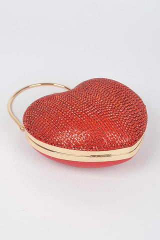Rhinestone Heart Shape Party Clutch - Wear Arielle