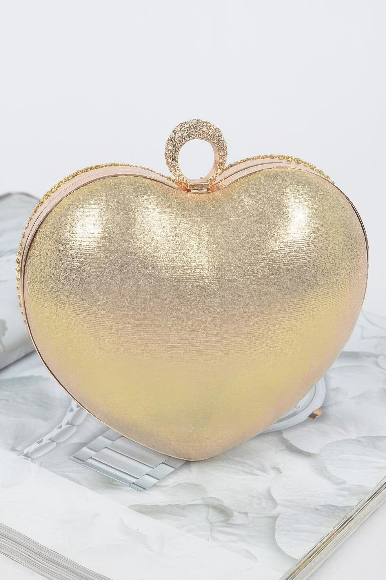 Rhinestone Heart Shape Party Clutch - Wear Arielle