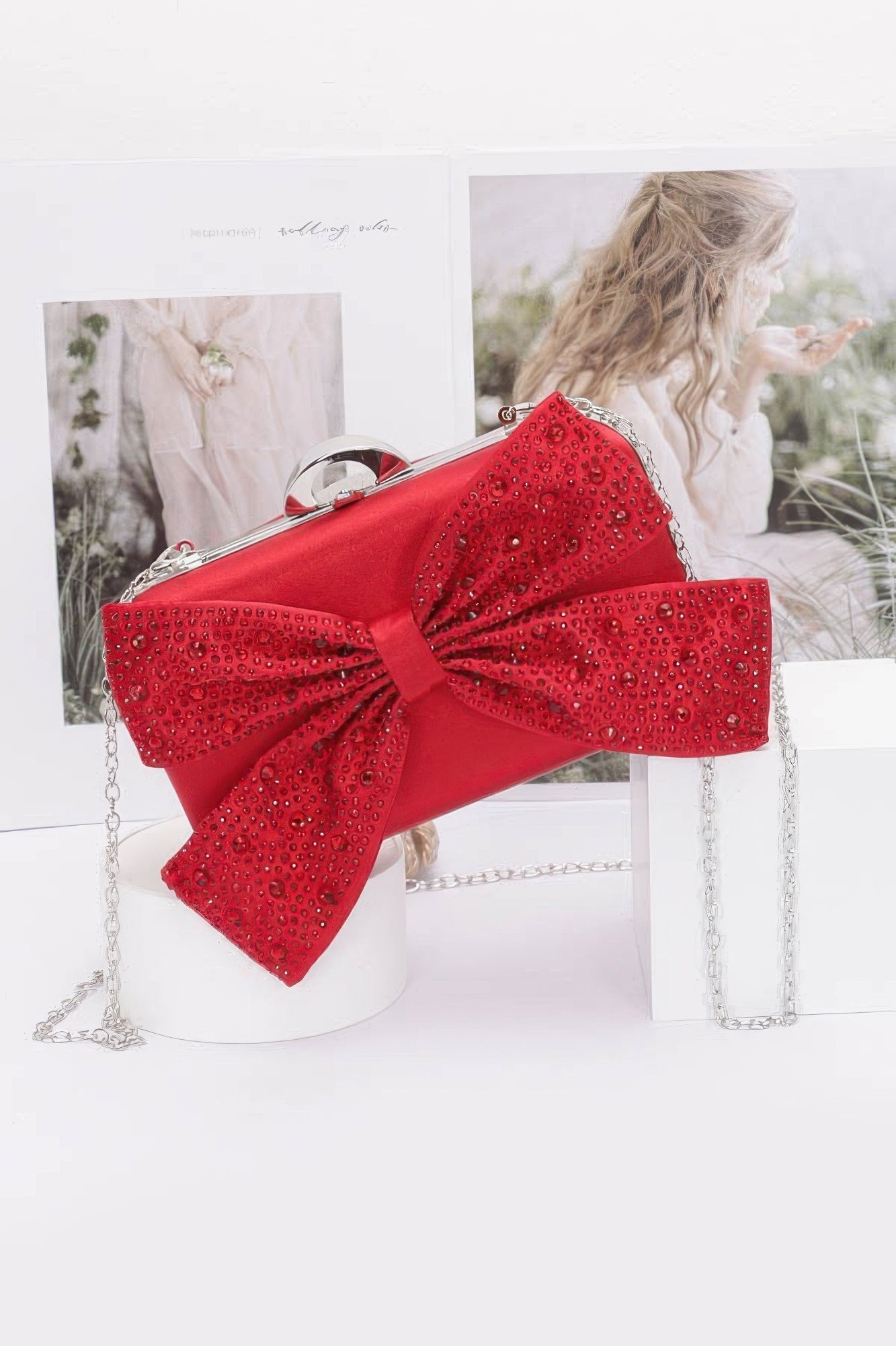 Rhinestone Hotfix Ribbon Nylon Hard Case Clutch - Wear Arielle