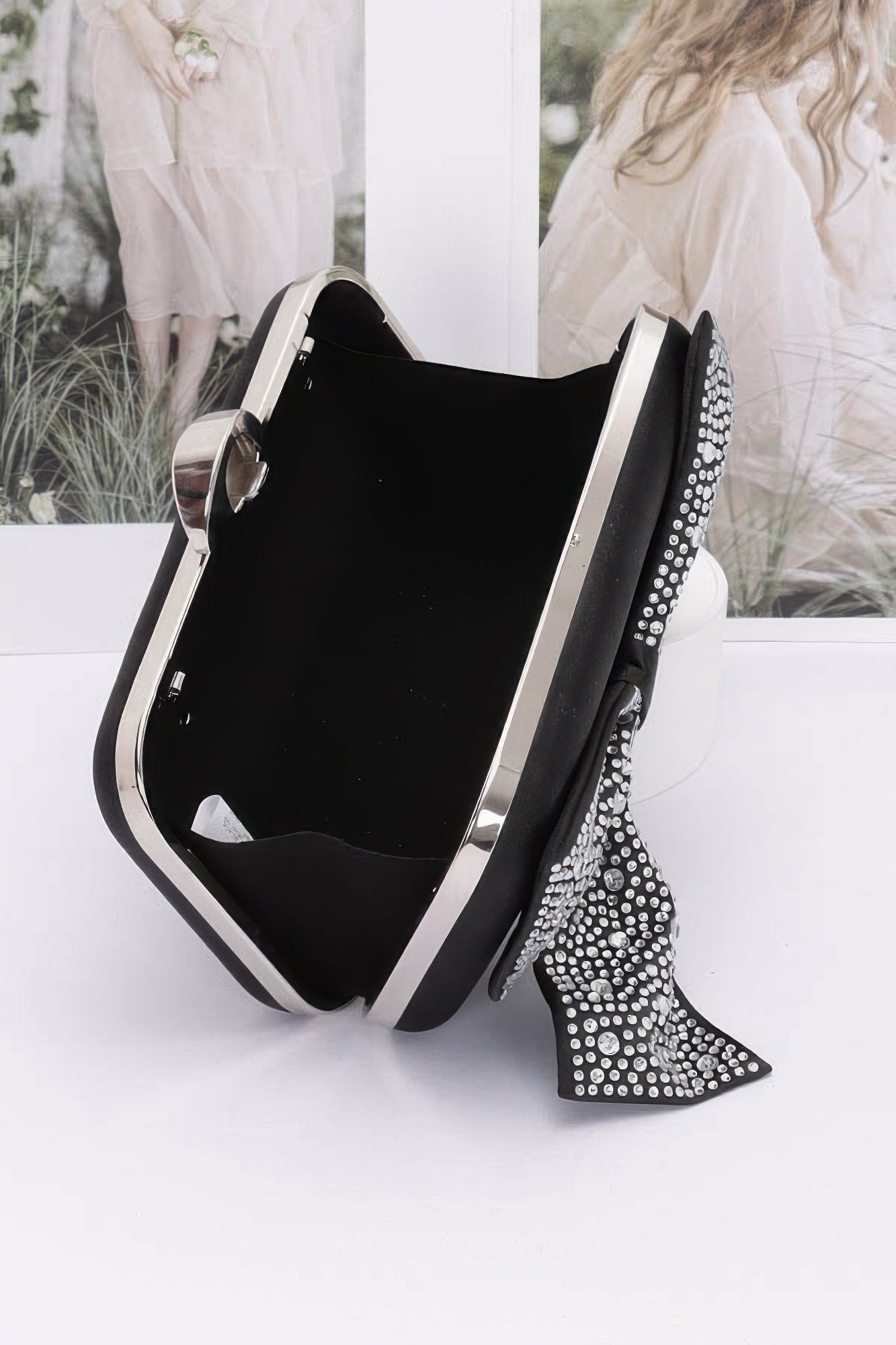Rhinestone Hotfix Ribbon Nylon Hard Case Clutch - Wear Arielle