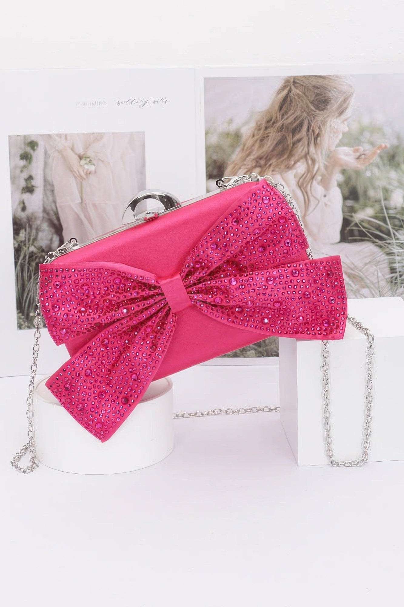 Rhinestone Hotfix Ribbon Nylon Hard Case Clutch - Wear Arielle