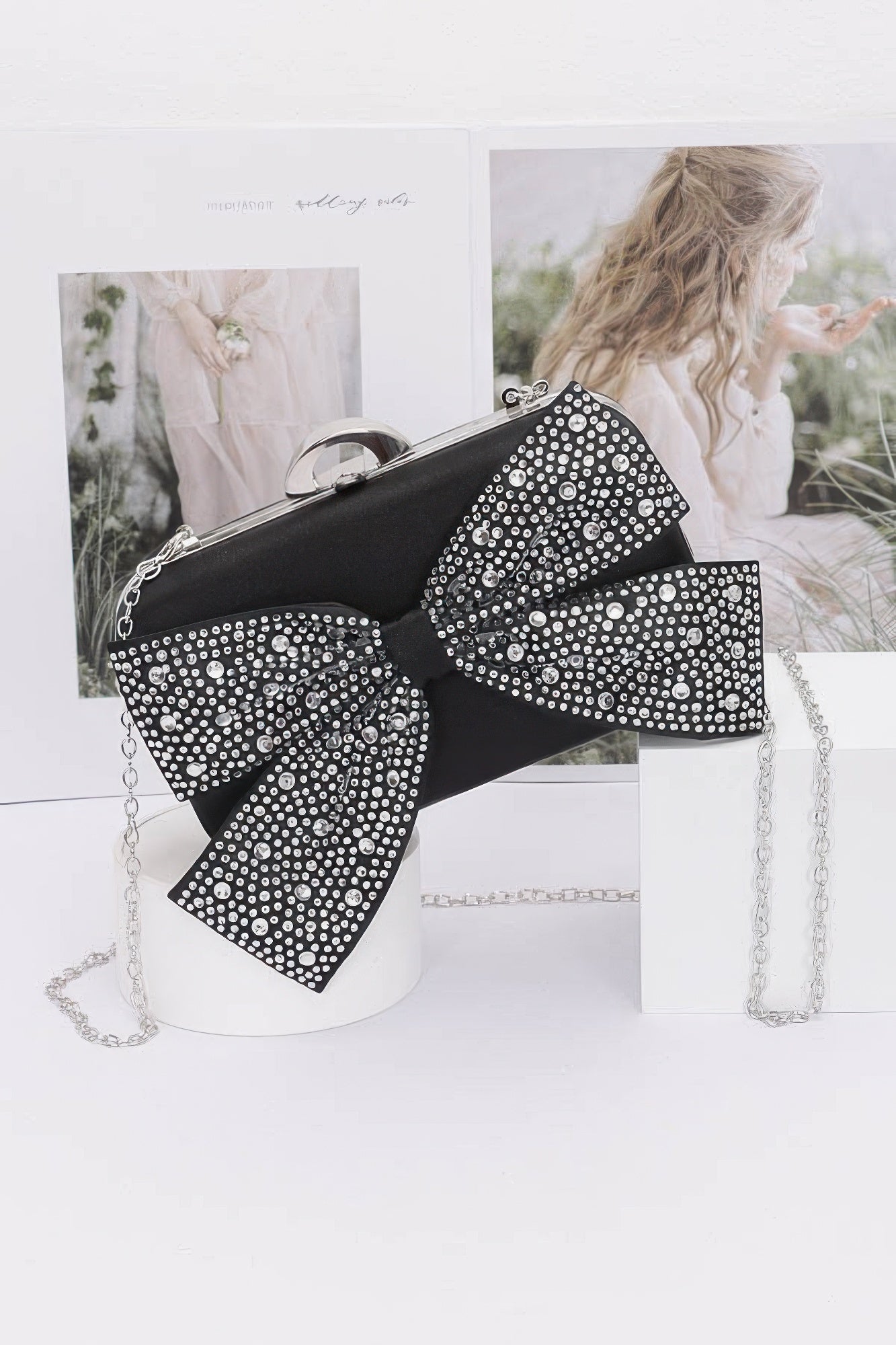 Rhinestone Hotfix Ribbon Nylon Hard Case Clutch - Wear Arielle
