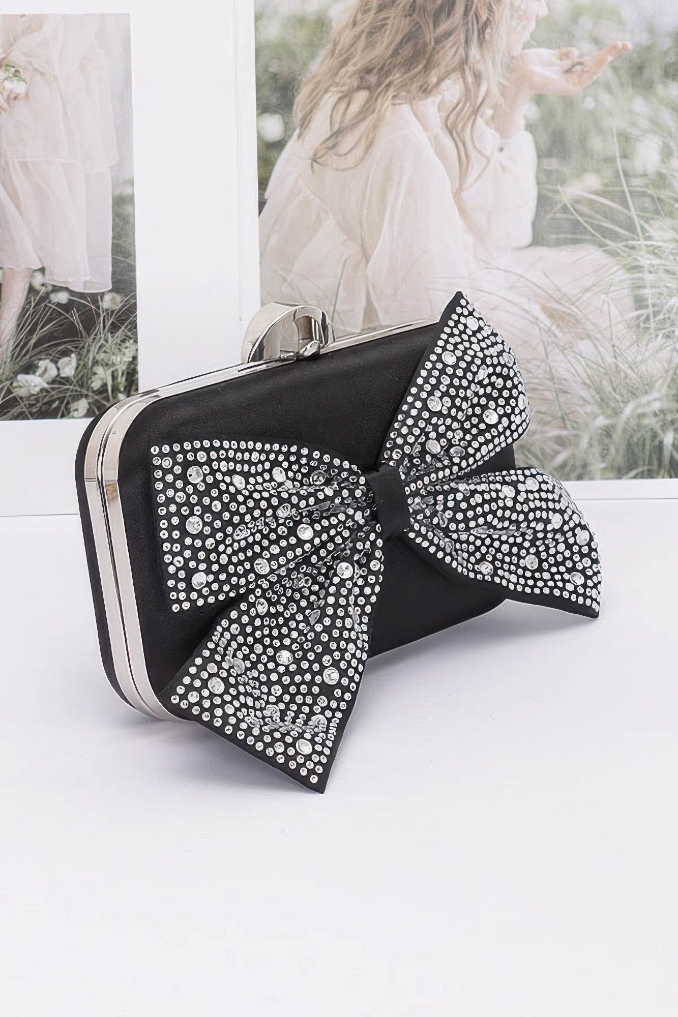 Rhinestone Hotfix Ribbon Nylon Hard Case Clutch - Wear Arielle