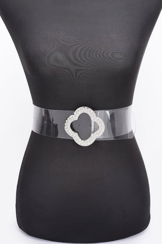 Rhinestone Metal Buckle Clear Belt - Wear Arielle