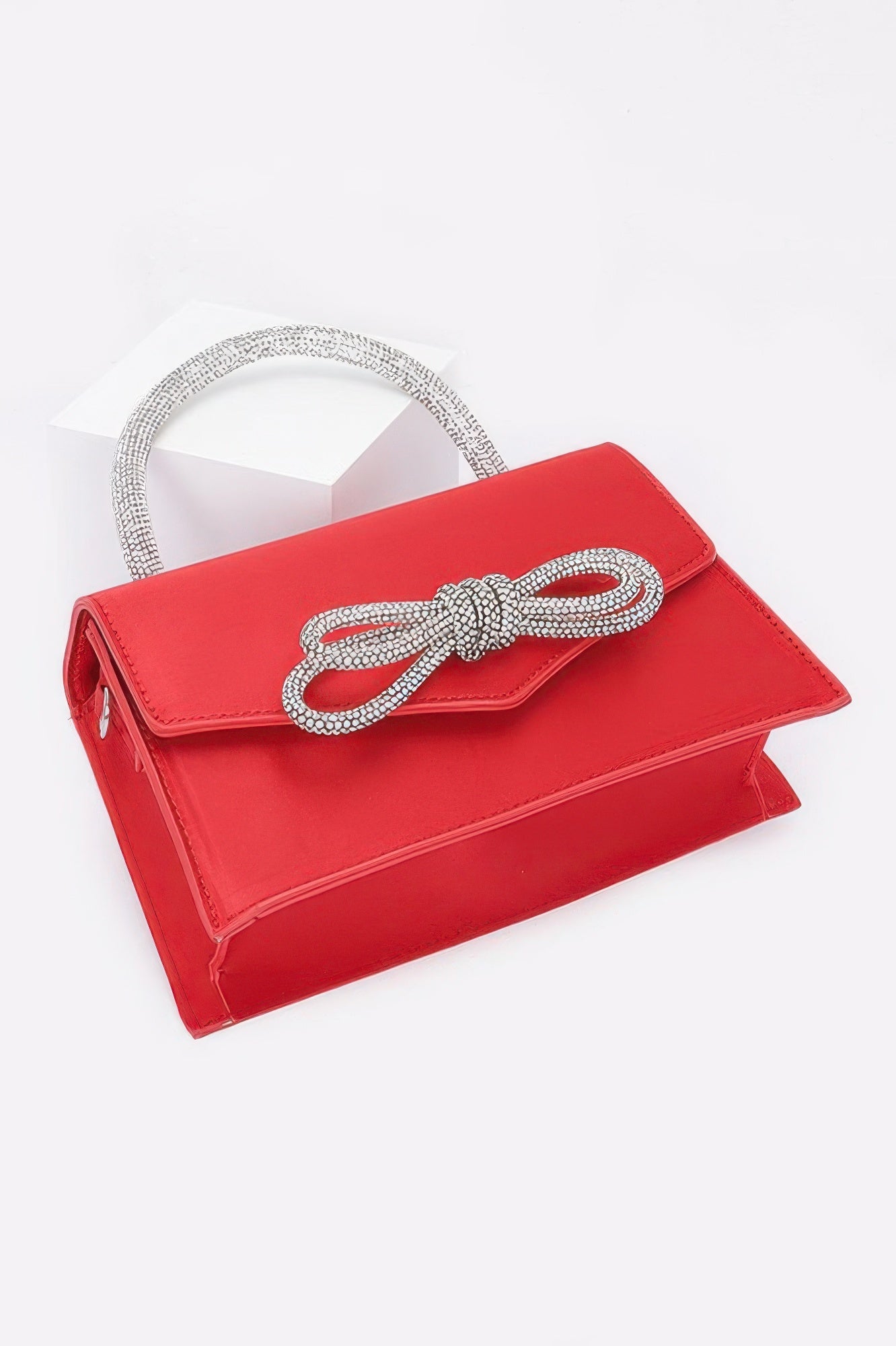 Rhinestone Ribbon Handle Flap Bag - Wear Arielle