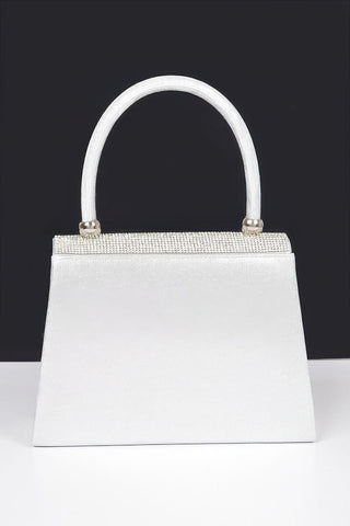 Rhinestone Ribbon Top Handle Bag - Wear Arielle