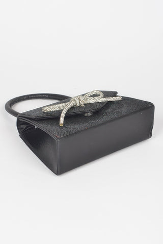 Rhinestone Ribbon Top Handle Bag - Wear Arielle