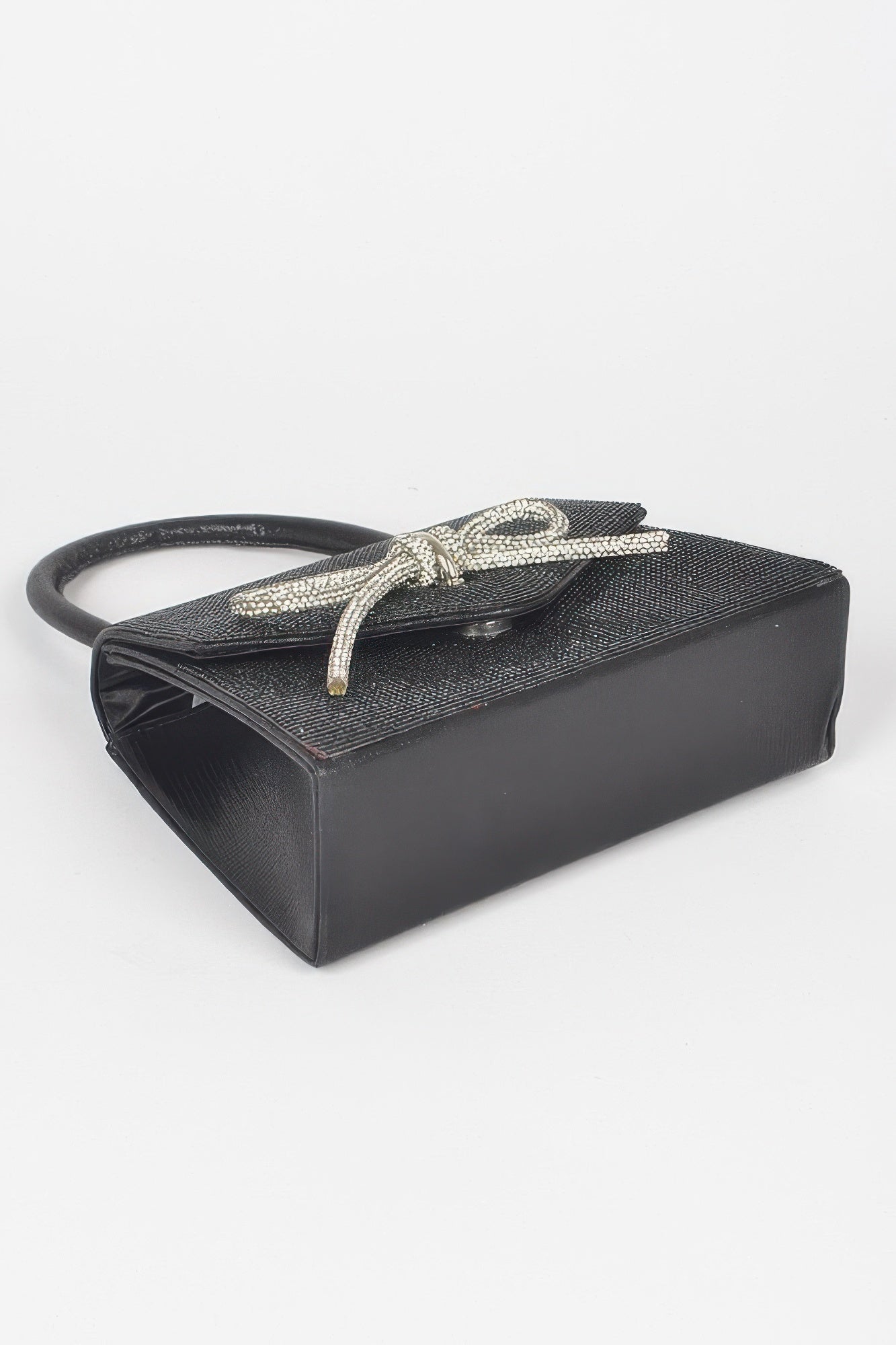Rhinestone Ribbon Top Handle Bag - Wear Arielle