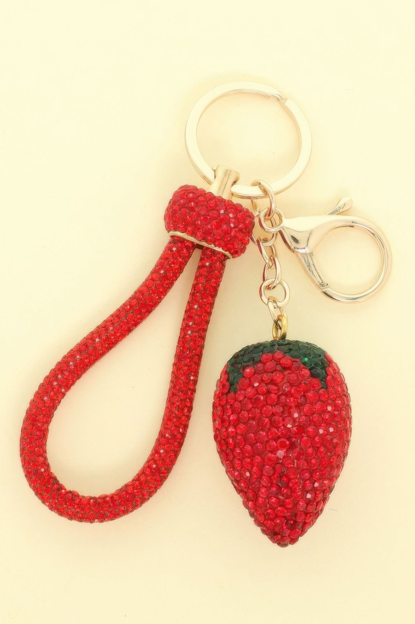 Rhinestone Strawberry Wristlet Keychain - Wear Arielle