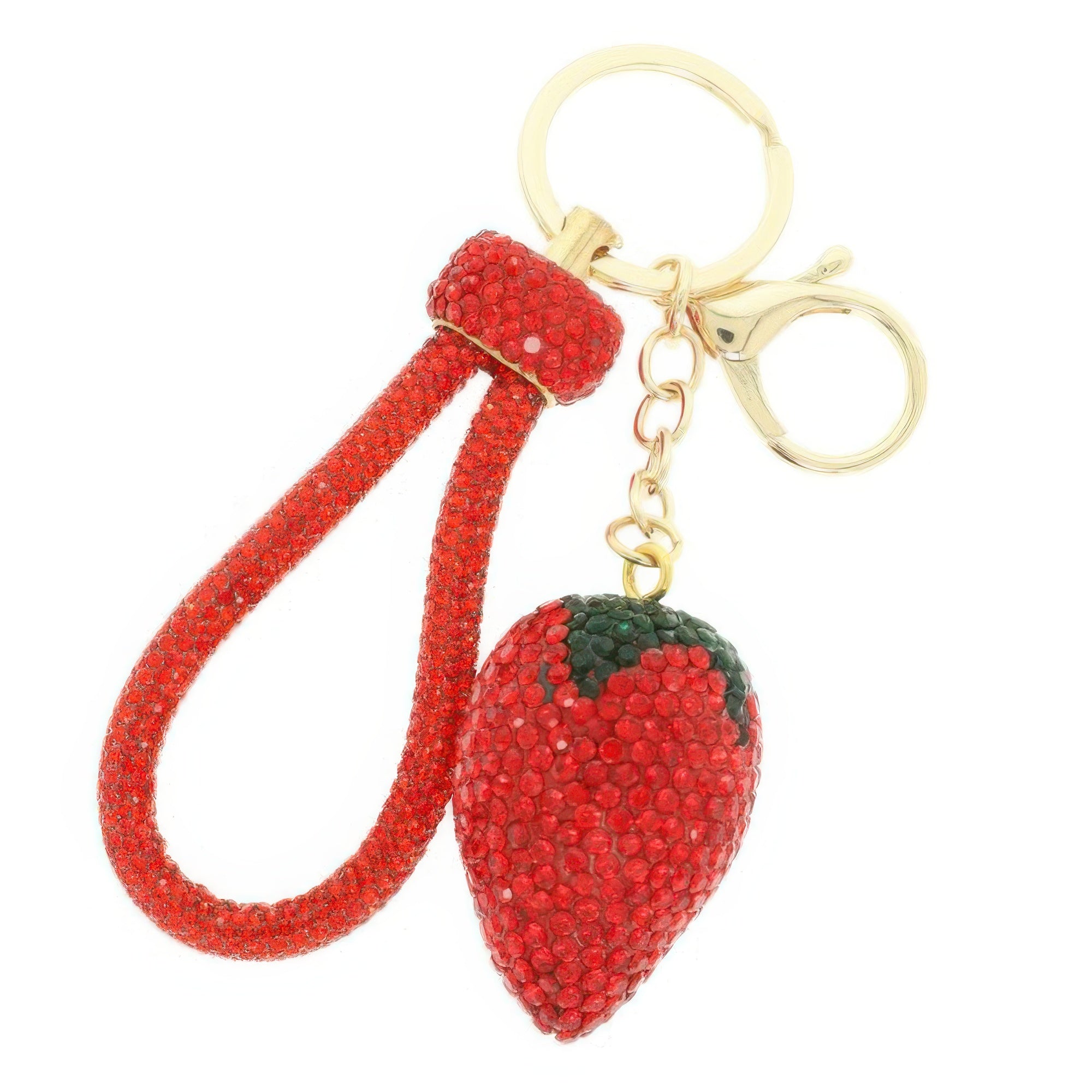 Rhinestone Strawberry Wristlet Keychain - Wear Arielle