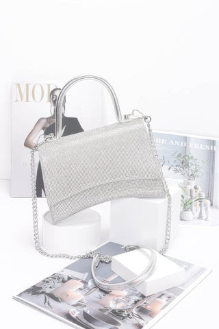 Rhinestone Top Handle Flap Bag - Wear Arielle
