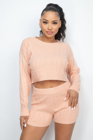 Ribbed Crop Top And Shorts Set - Wear Arielle