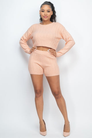 Ribbed Crop Top And Shorts Set - Wear Arielle