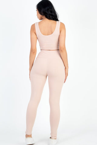 Ribbed Crop Top & Leggings Set - Wear Arielle