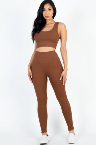 Ribbed Crop Top & Leggings Set - Wear Arielle