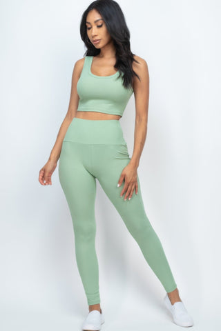 Ribbed Crop Top & Leggings Set - Wear Arielle