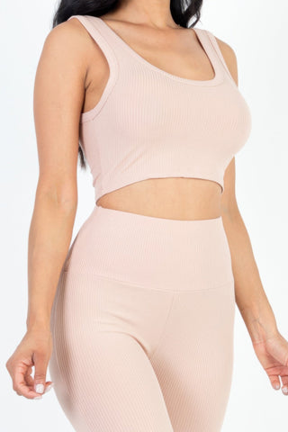 Ribbed Crop Top & Leggings Set - Wear Arielle