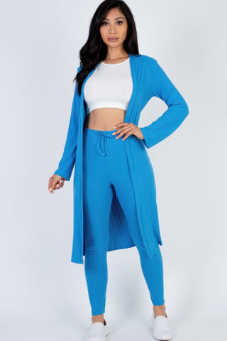 Ribbed Long Cardigan & Leggings Set - Wear Arielle