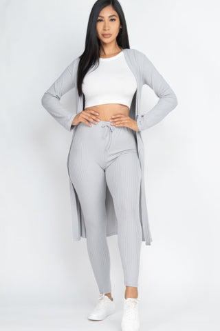 Ribbed Long Cardigan & Leggings Set - Wear Arielle