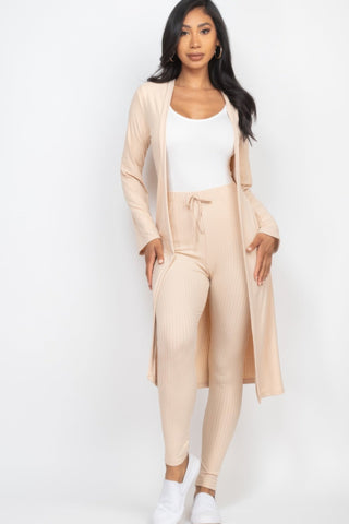 Ribbed Long Cardigan & Leggings Set - Wear Arielle