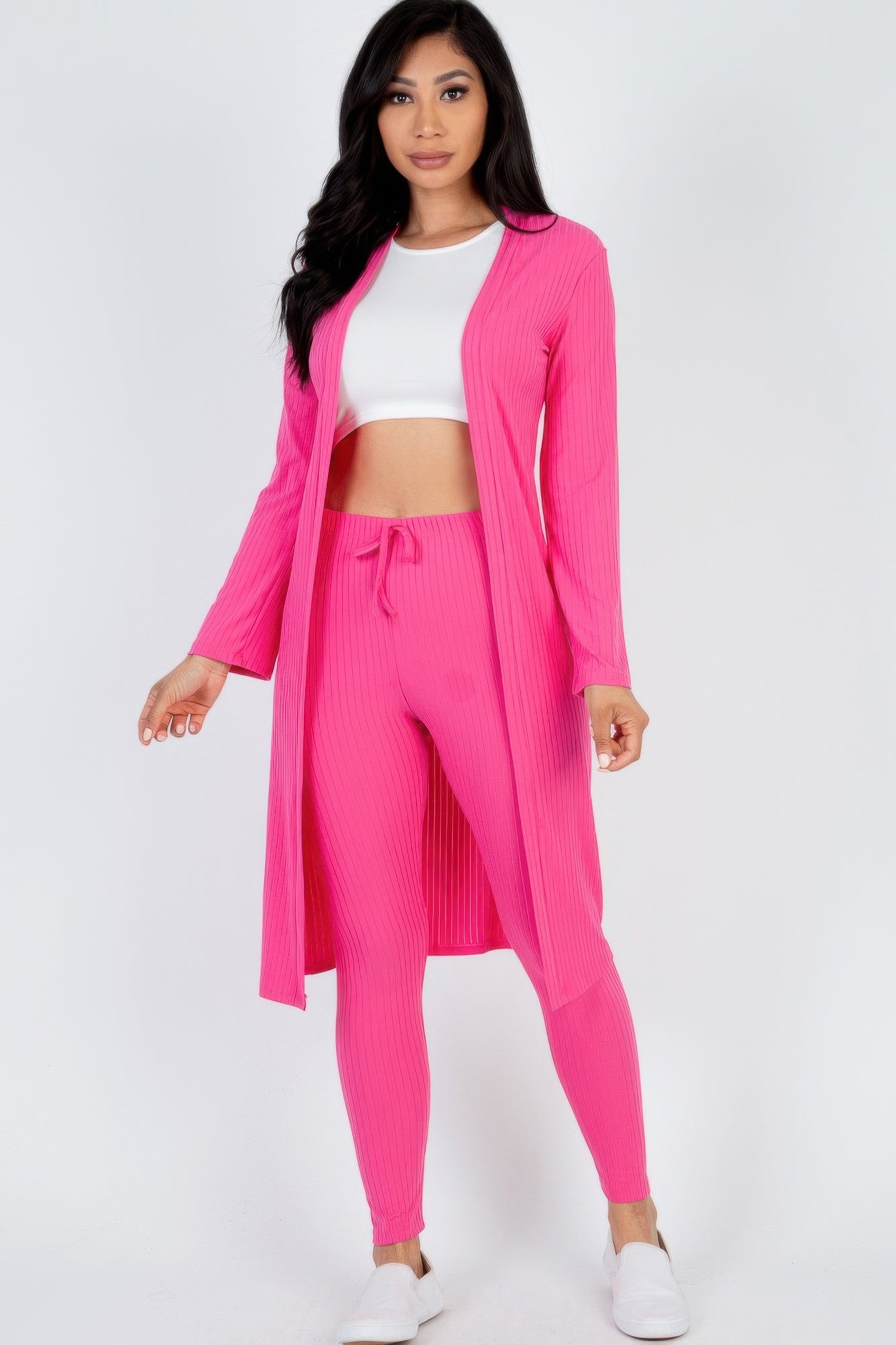 Ribbed Long Cardigan & Leggings Set - Wear Arielle