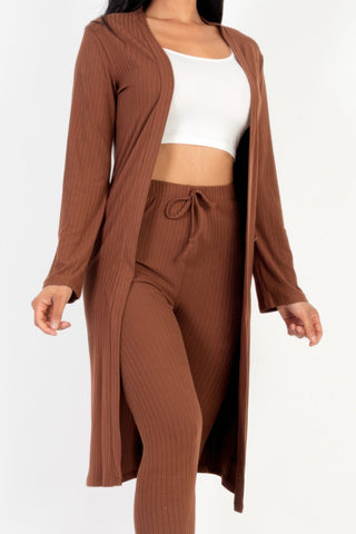 Ribbed Long Cardigan & Leggings Set - Wear Arielle