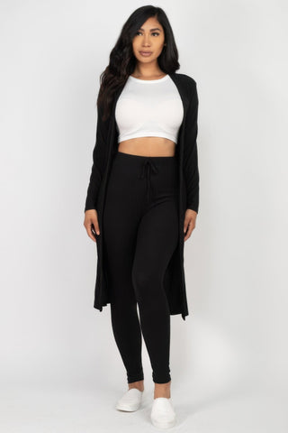 Ribbed Long Cardigan & Leggings Set - Wear Arielle