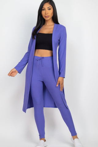 Ribbed Long Cardigan & Leggings Set - Wear Arielle