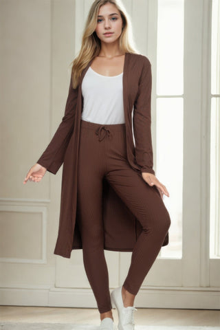 Ribbed Long Cardigan & Leggings Set - Wear Arielle